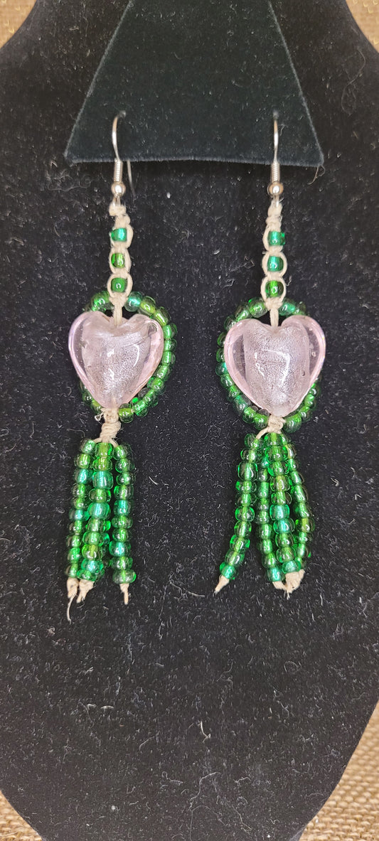 Artisan Woven 'Forest Heart' Drop Earrings
