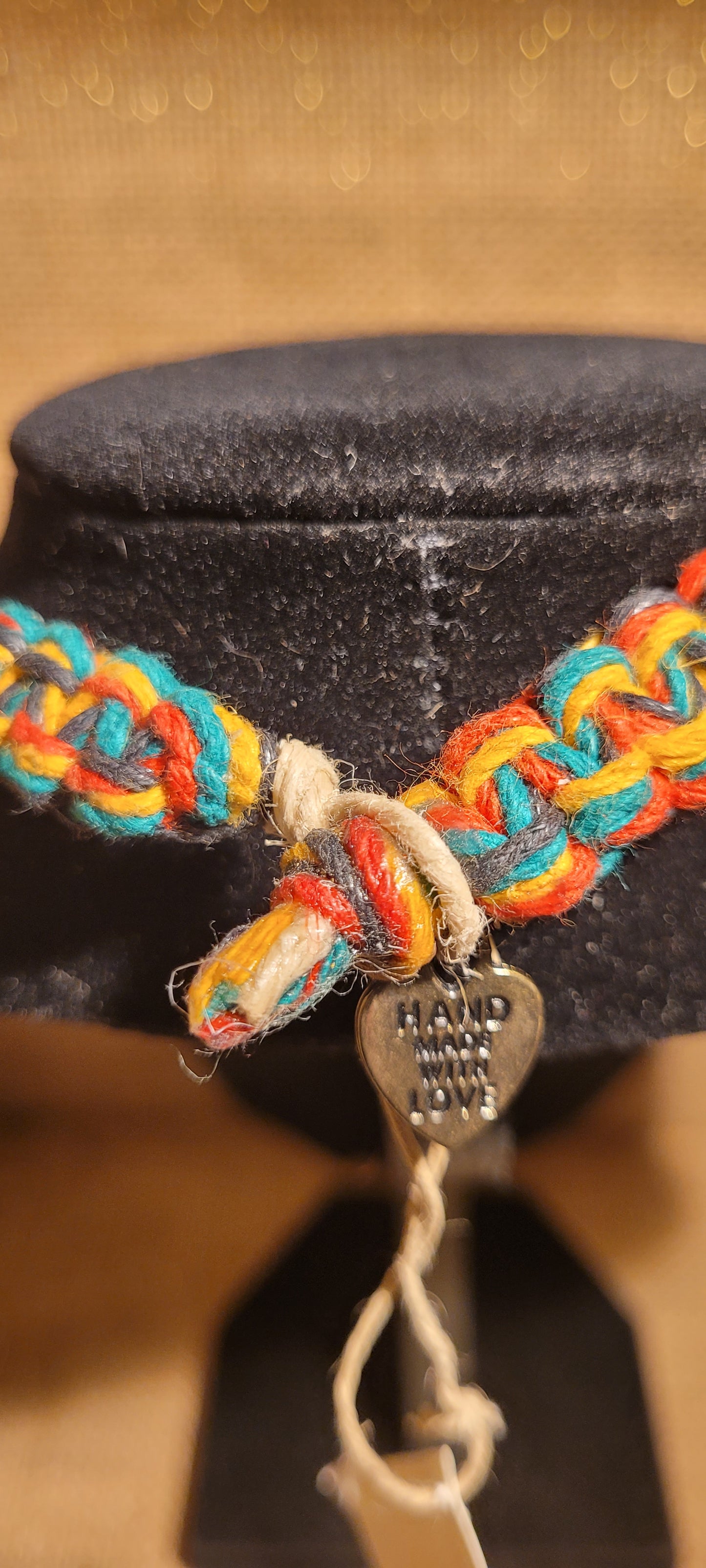 Artisanal Rosta Hemp Necklace with Glass Botanical Pendant