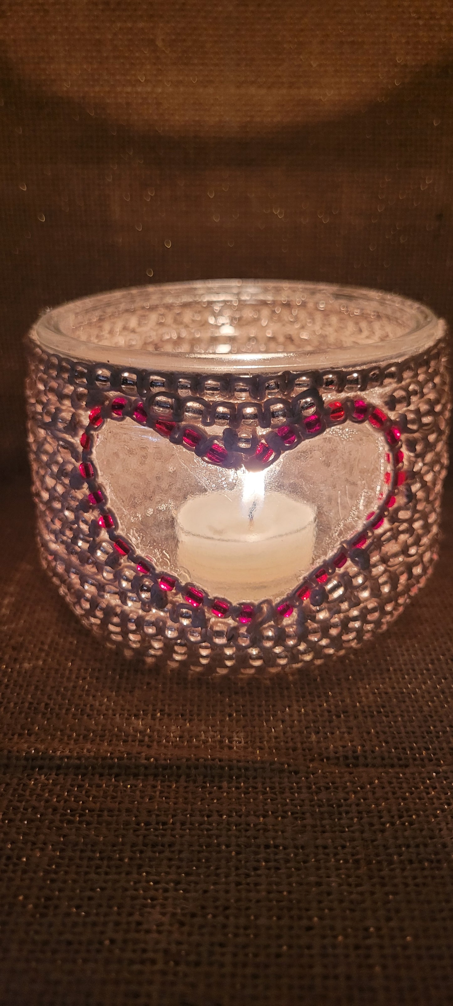 Artisan Hand-Woven Hemp & Jewel-Toned Votive Holder