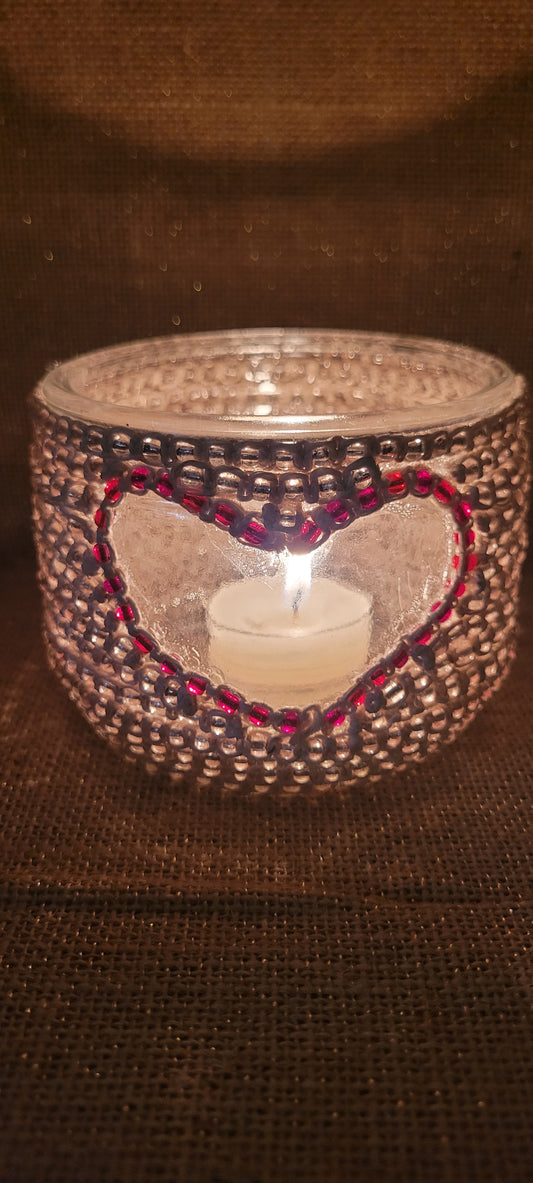 Artisan Hand-Woven Hemp & Jewel-Toned Votive Holder