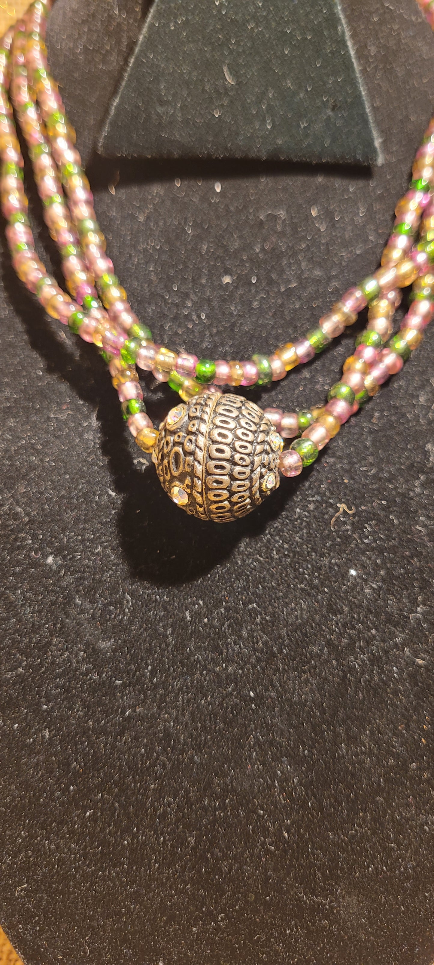 Artisanal Multi-Strand Hemp Necklace with Filigree Sphere Pendant