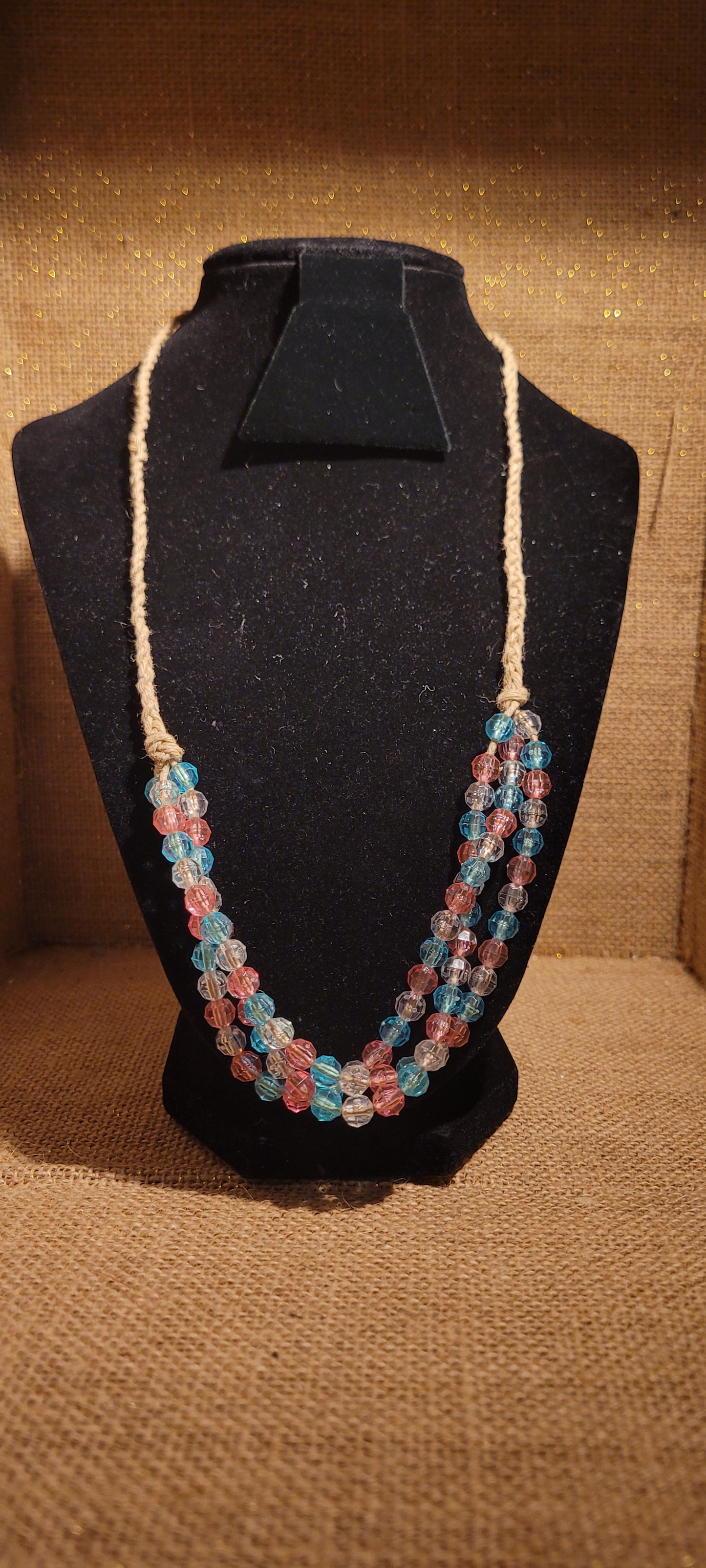Artisanal Multi-Strand Hemp Necklace with Radiant Pastel Accents