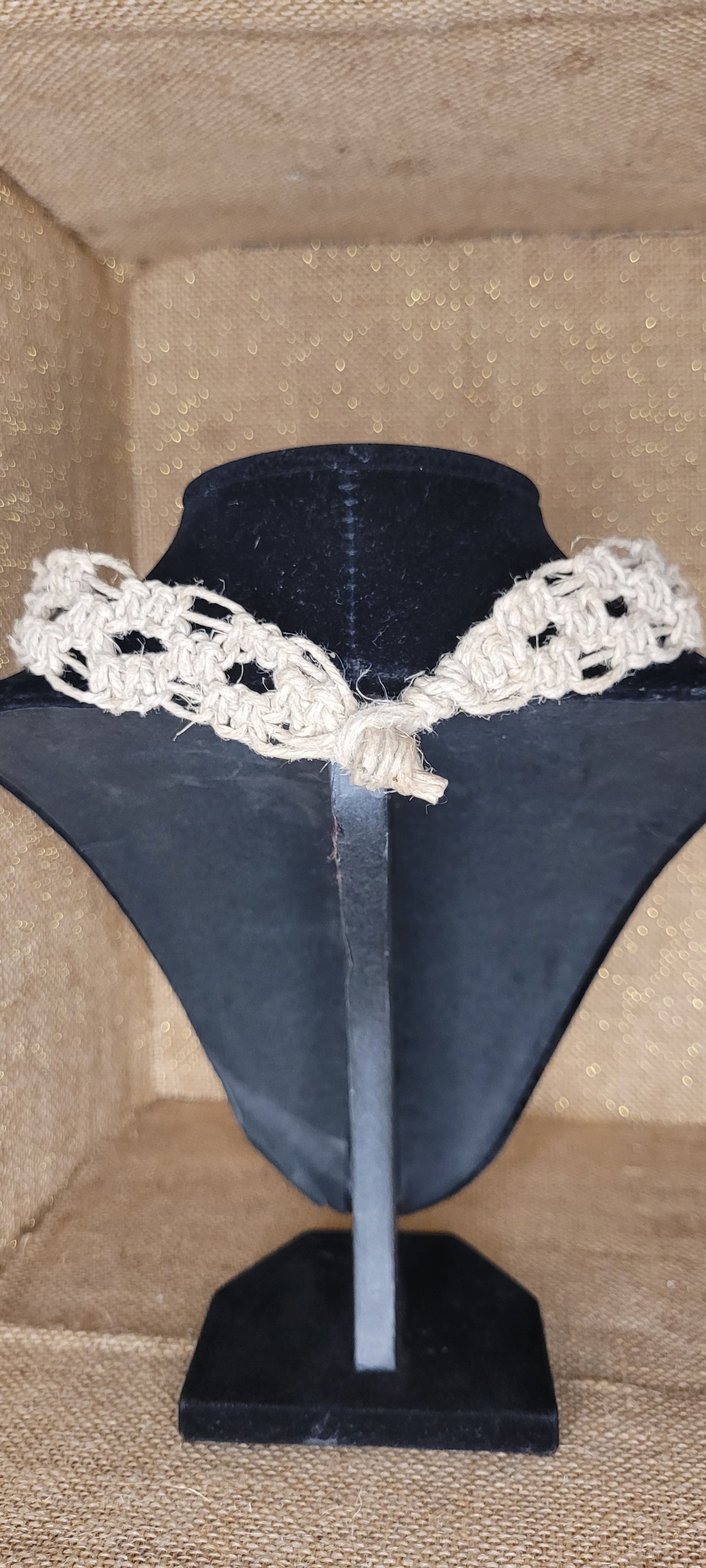 Handcrafted Open-Weave Hemp Choker Necklace