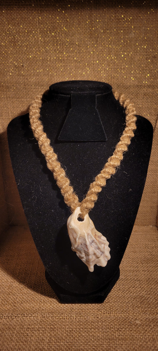 Artisan Hand-Woven Jute & Natural Sea Shell Pendant