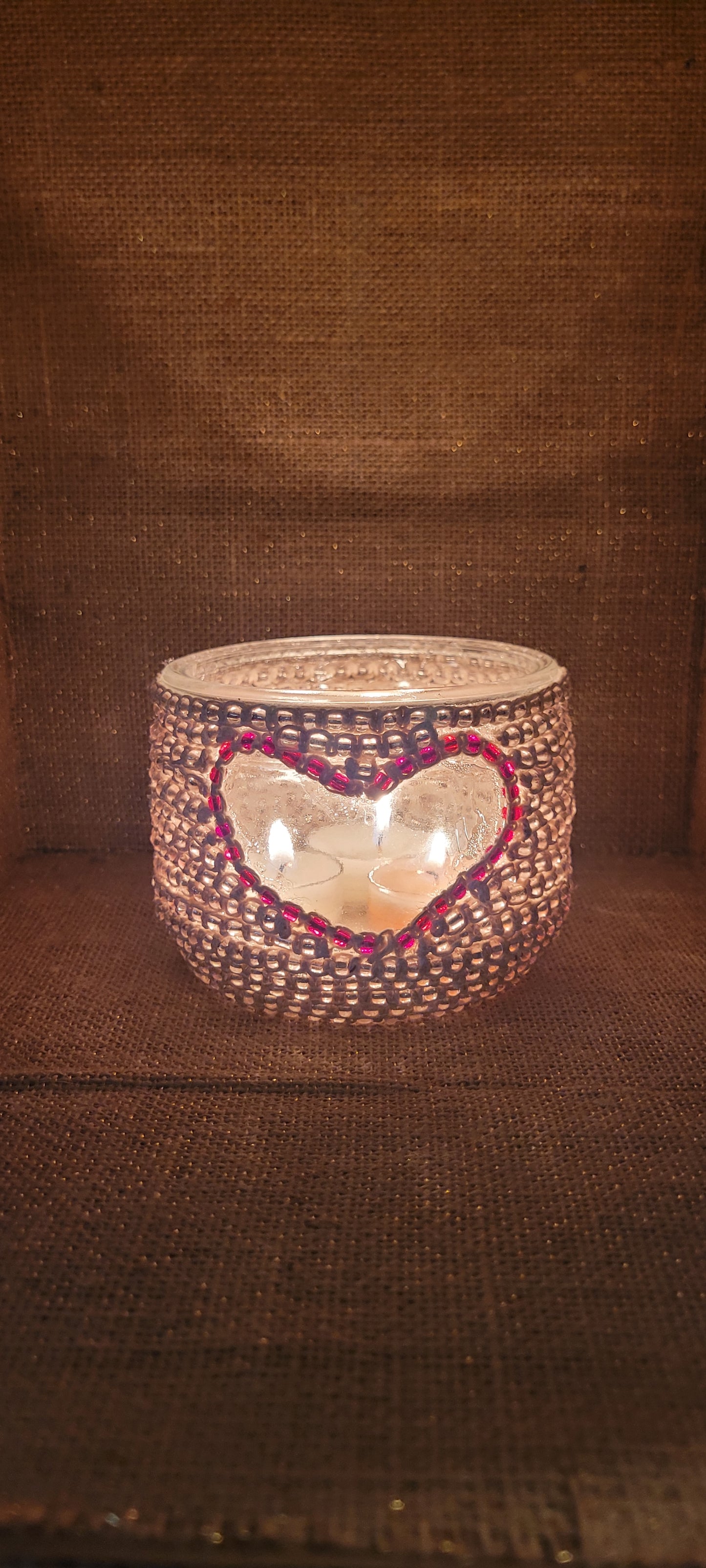 Artisan Hand-Woven Hemp & Jewel-Toned Votive Holder