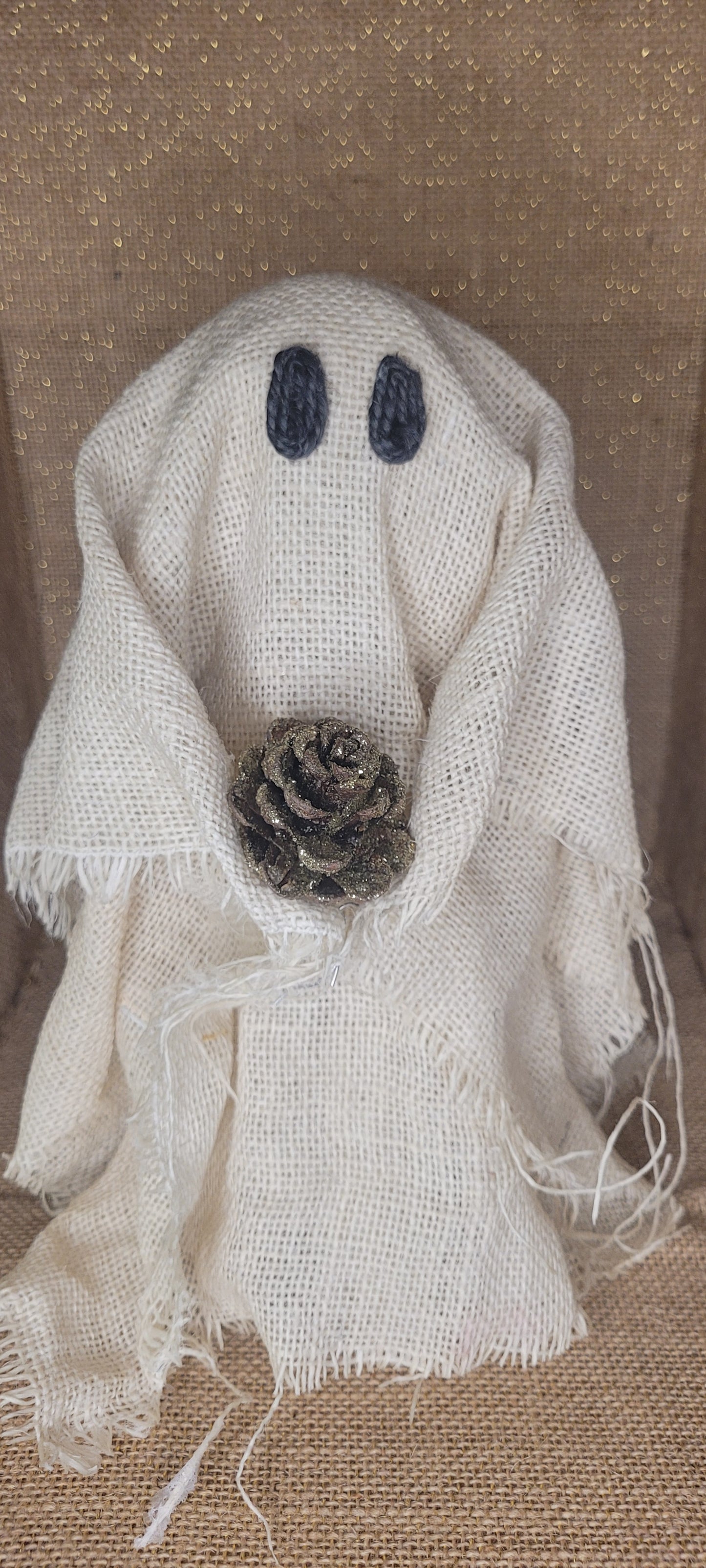 Glittered Rustic Ghost Luminary