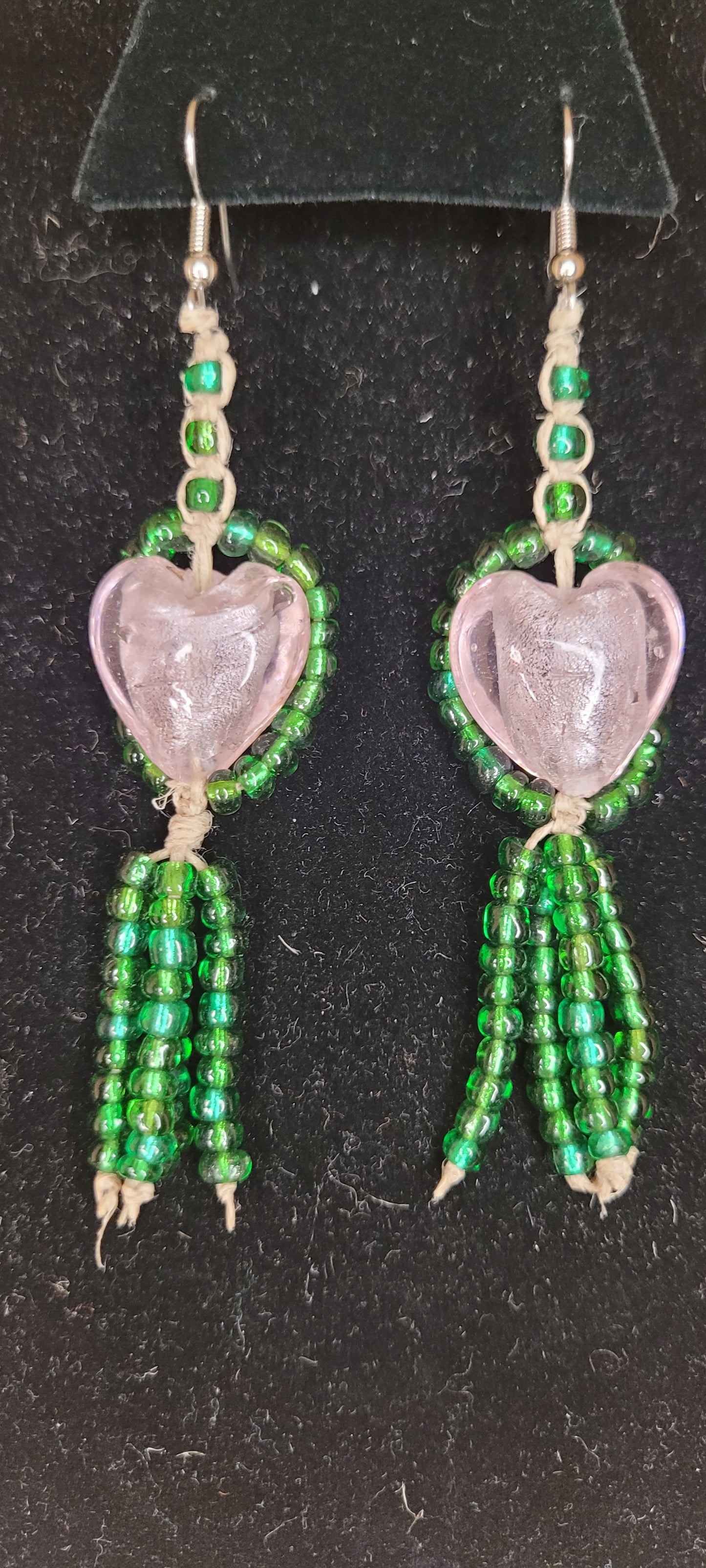 Artisan Woven 'Forest Heart' Drop Earrings