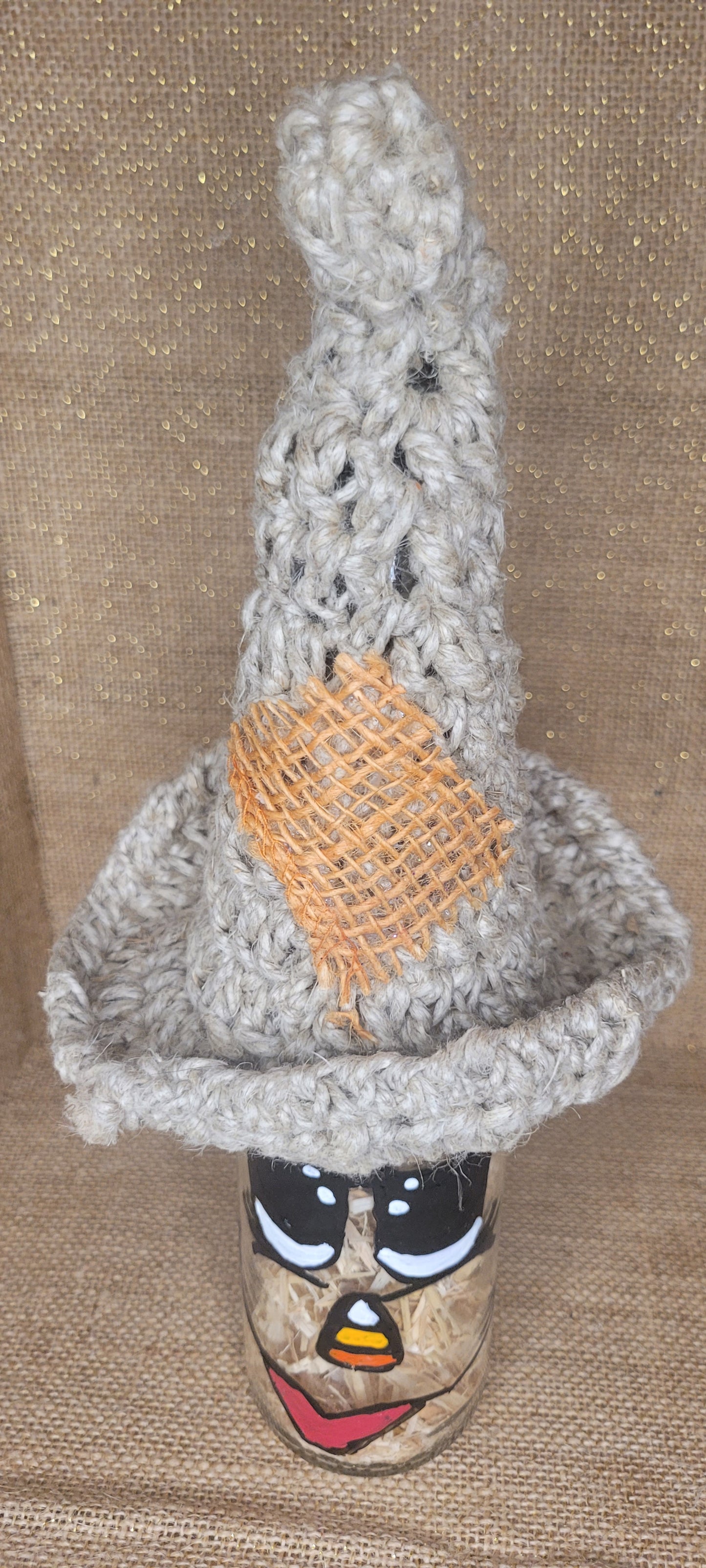 Handcrafted Rustic Scarecrow Jar Decor