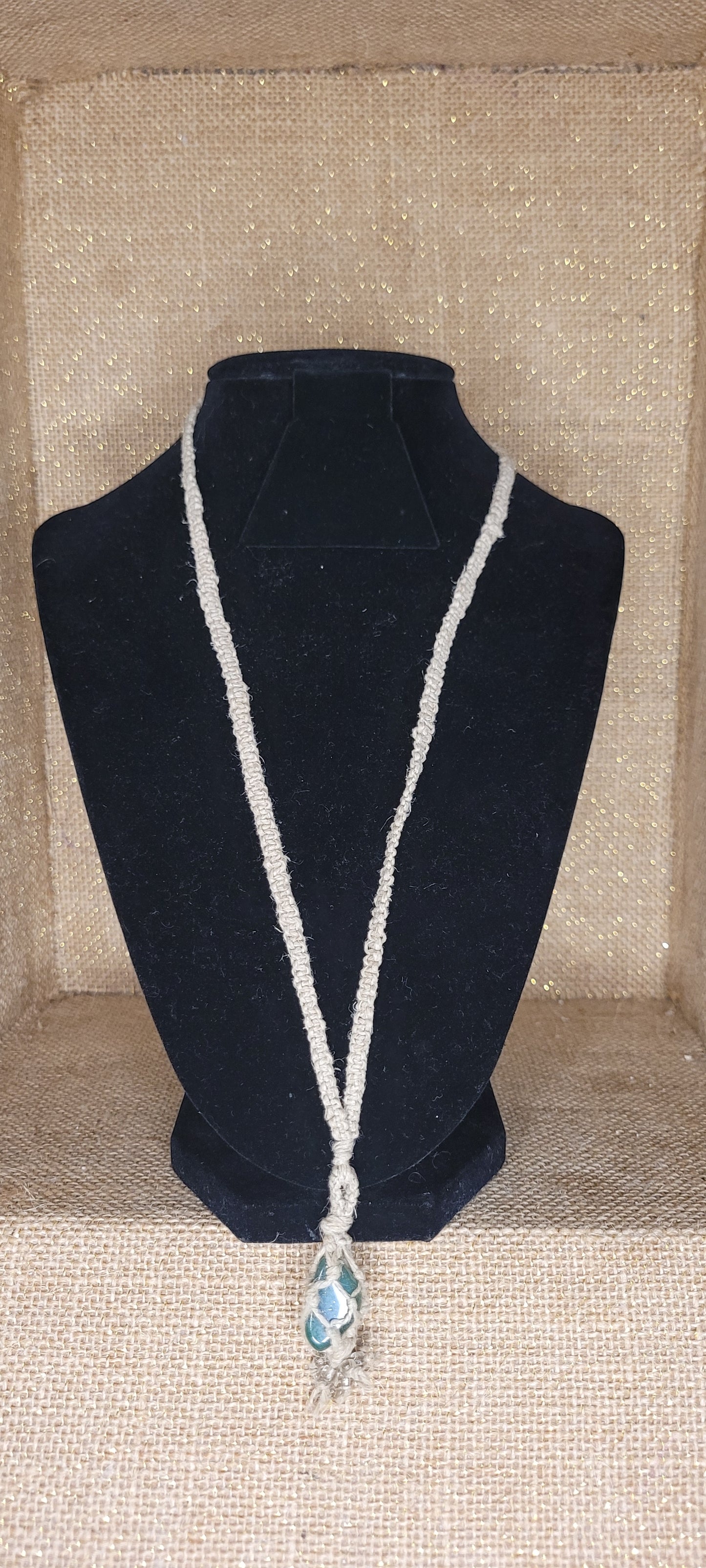 Handcrafted Jade Crystal Macramé Hemp Necklace