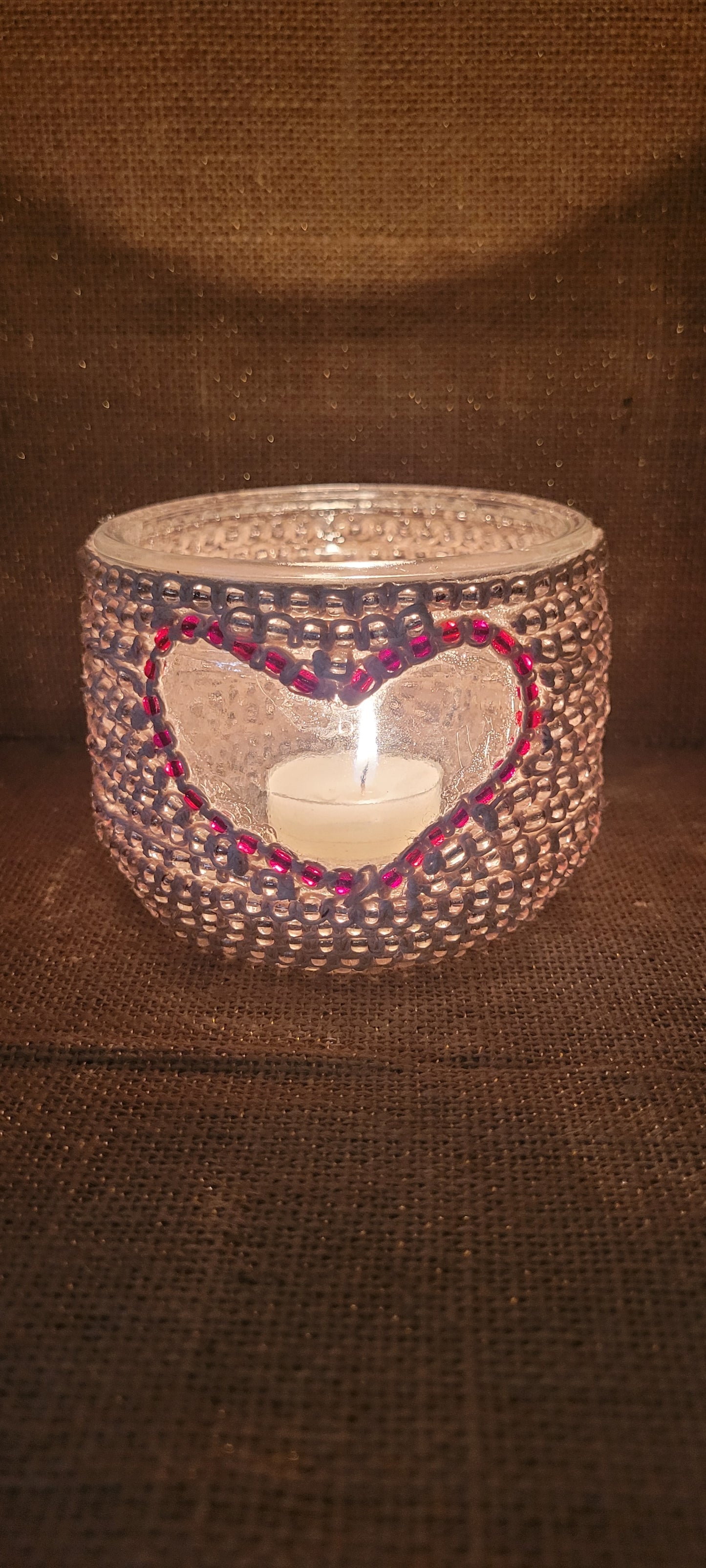 Artisan Hand-Woven Hemp & Jewel-Toned Votive Holder