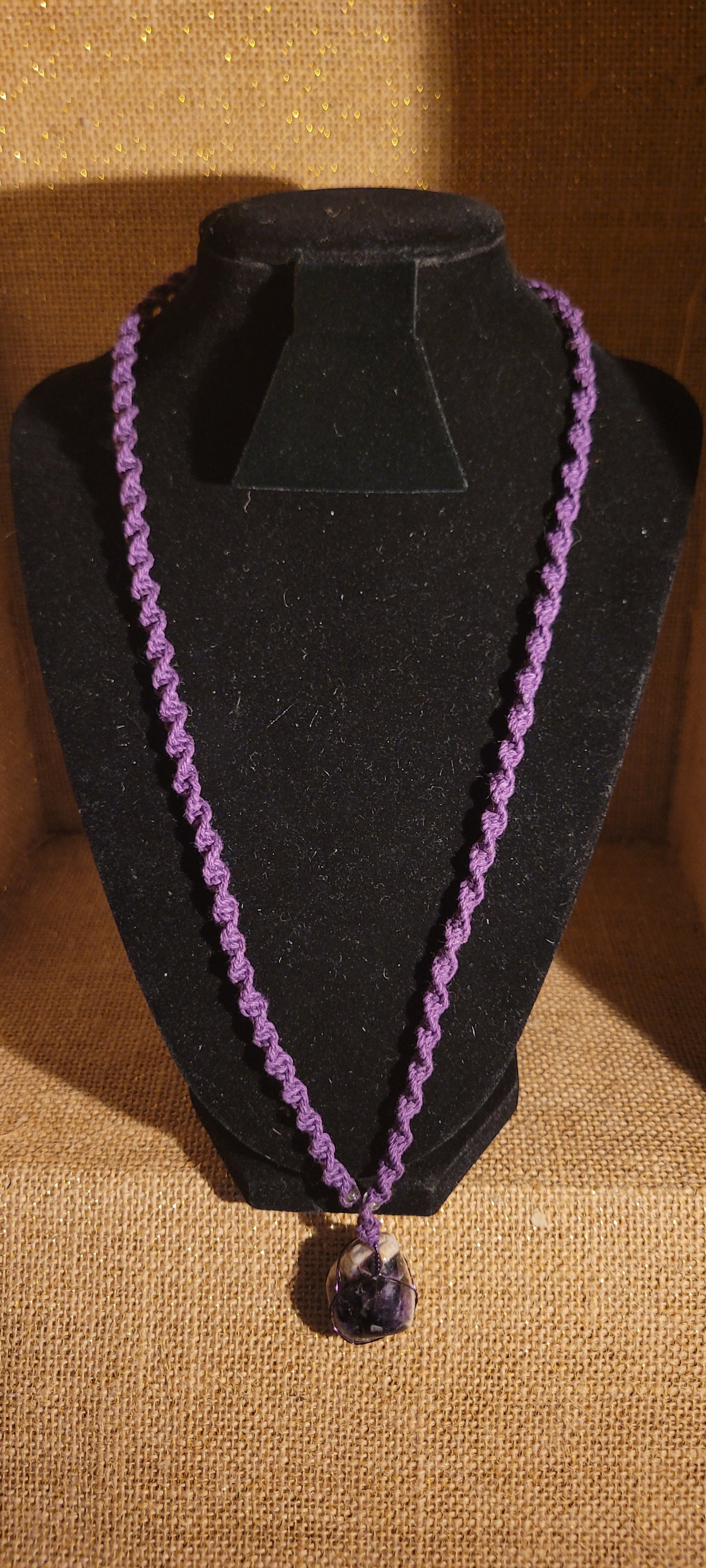 Healing Amethyst Hand-Woven Hemp Necklace