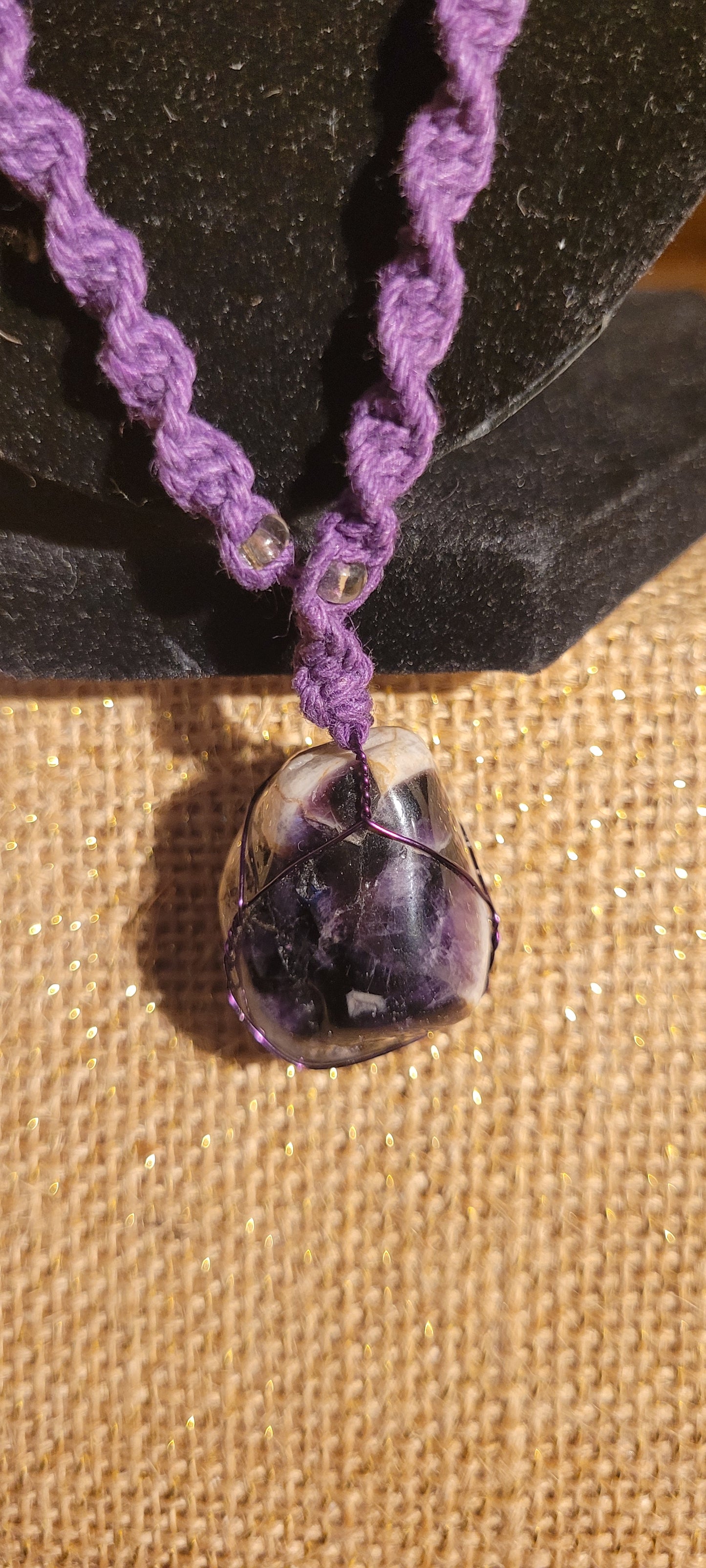 Healing Amethyst Hand-Woven Hemp Necklace
