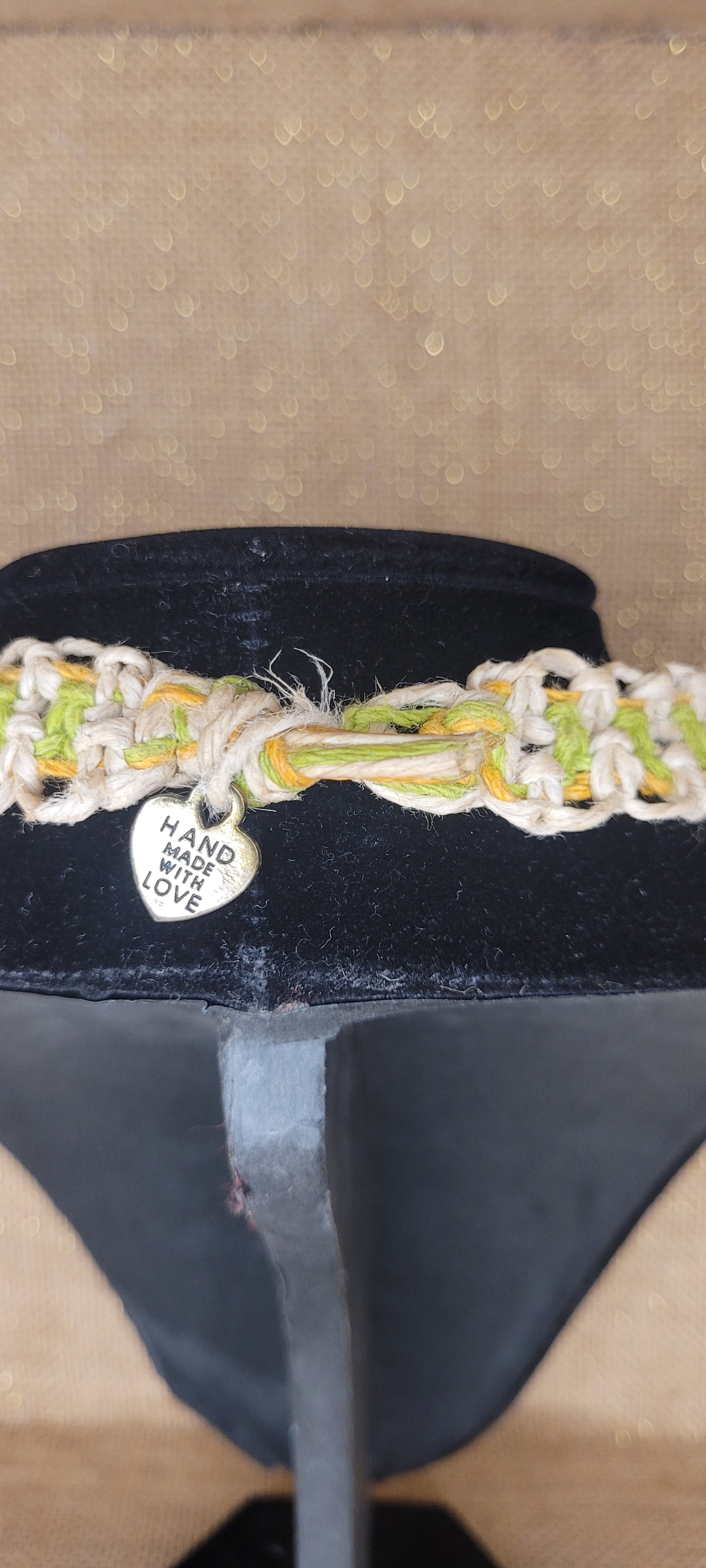 Handwoven Hemp Frog Pendant Choker