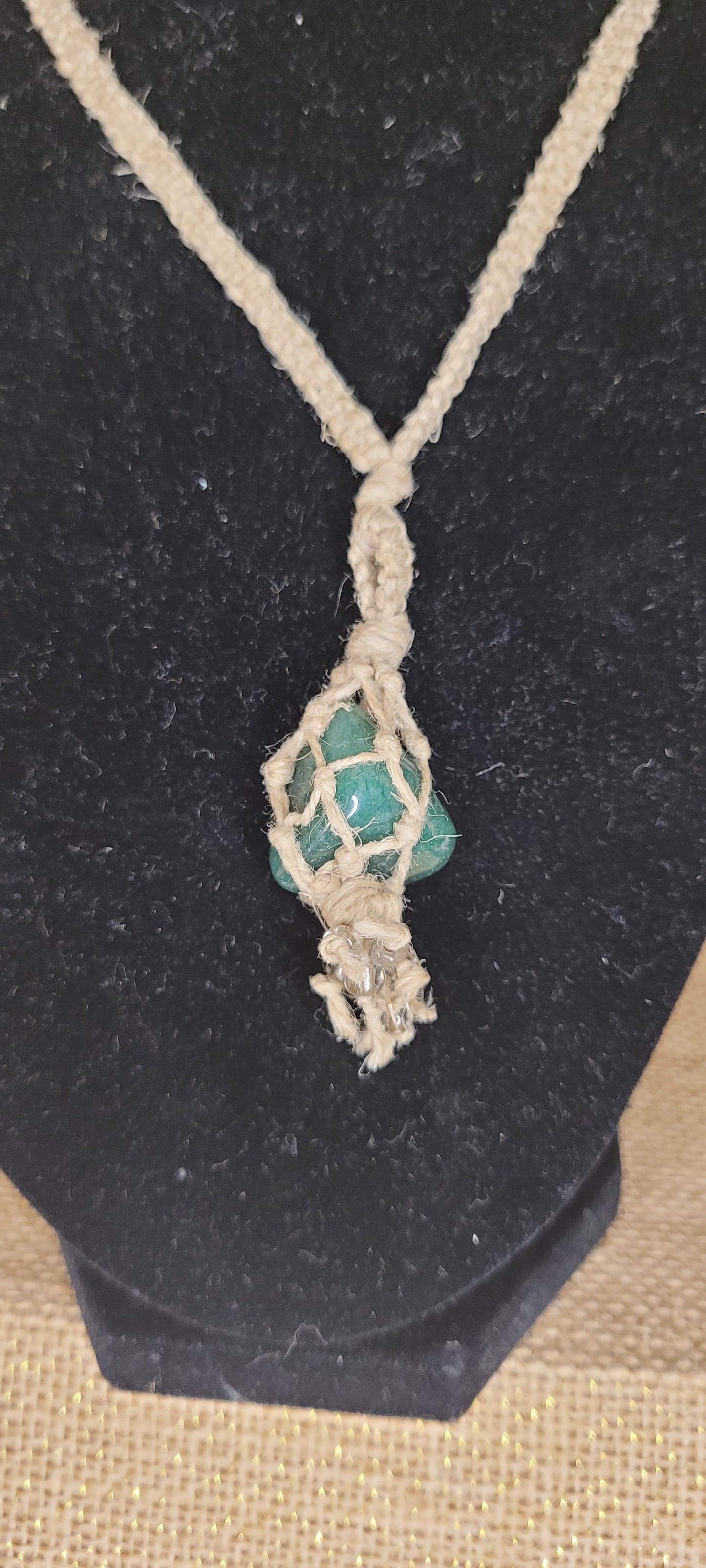 Handcrafted Jade Crystal Macramé Hemp Necklace