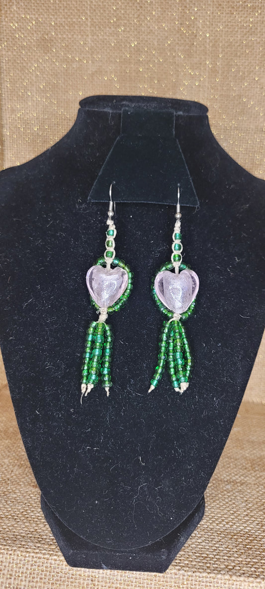 Artisan Woven 'Forest Heart' Drop Earrings