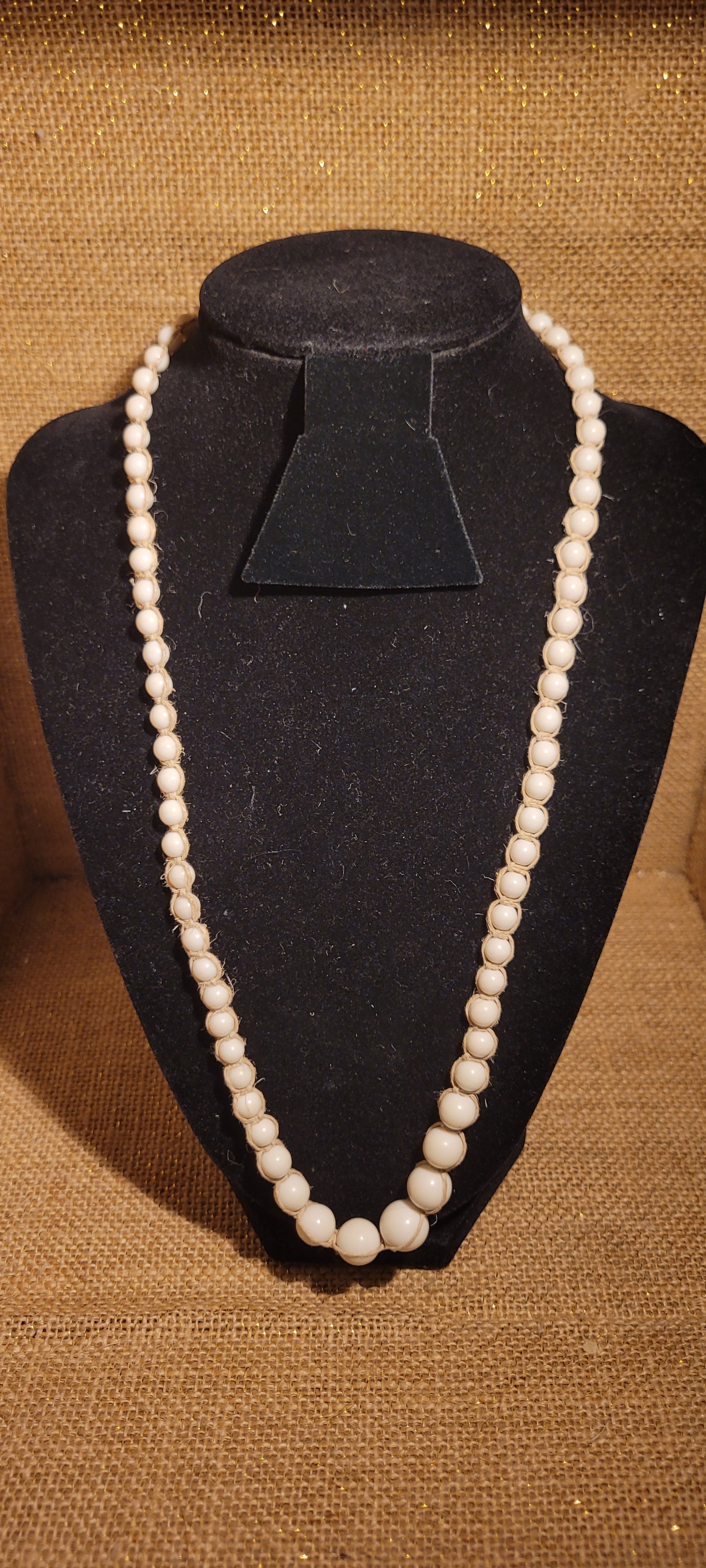 Artisanal White Clay & Hand-Woven Hemp Necklace