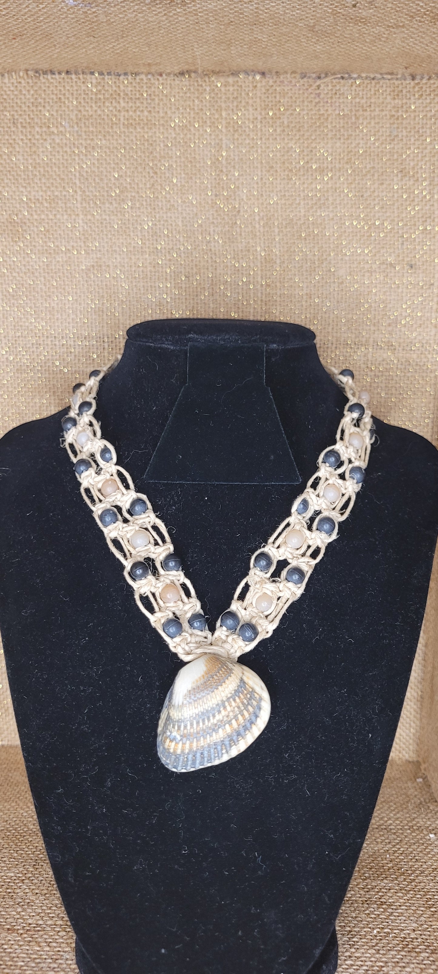 Coastal Macramé Hemp and Seashell Necklace