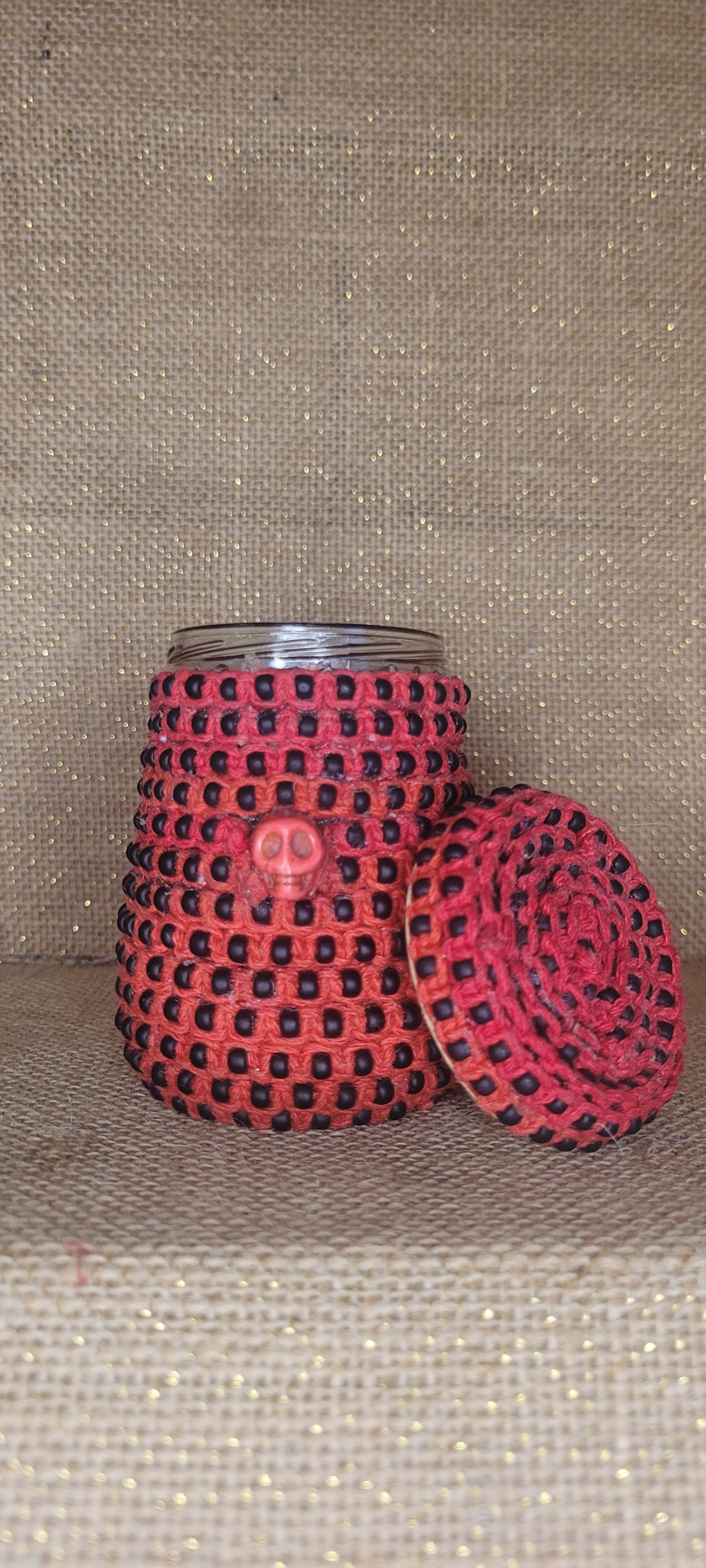 Macramé Skull Jar Container