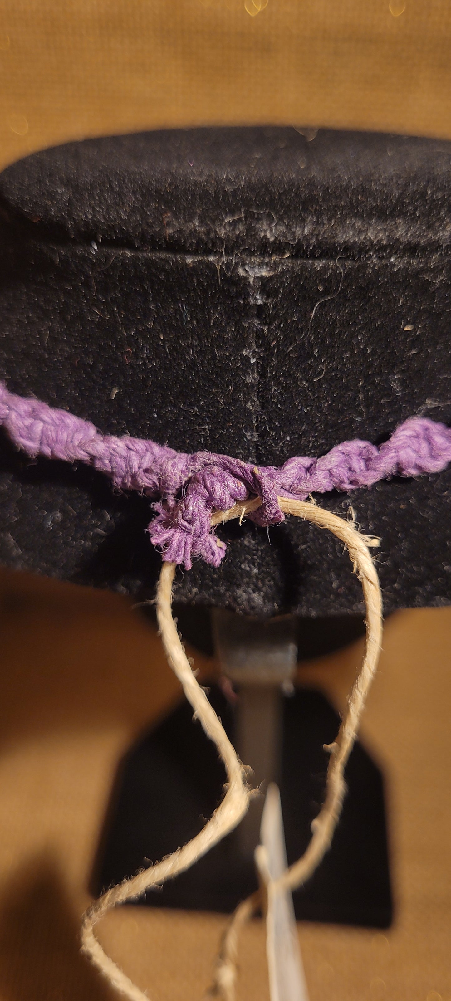 Artisanal Amethyst & Purple Hemp Macramé Pendant