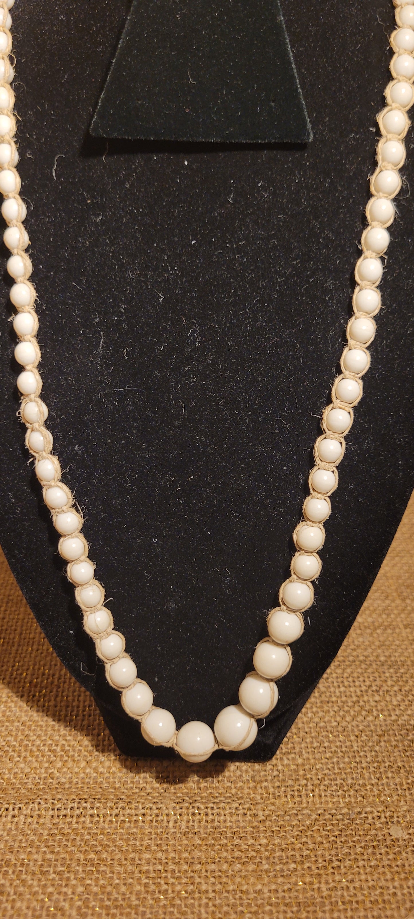 Artisanal White Clay & Hand-Woven Hemp Necklace