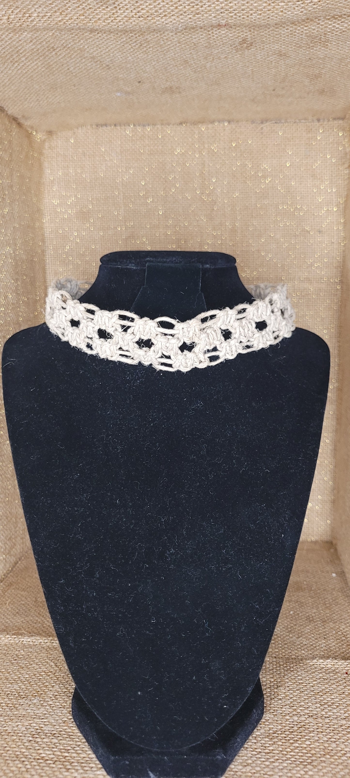 Handcrafted Open-Weave Hemp Choker Necklace