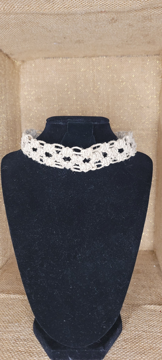Handcrafted Open-Weave Hemp Choker Necklace