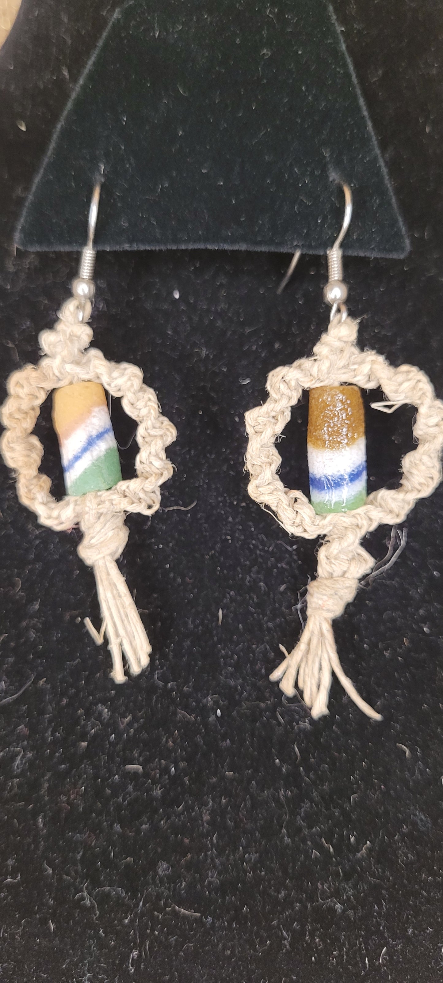 Handwoven Hemp Hoop Earrings