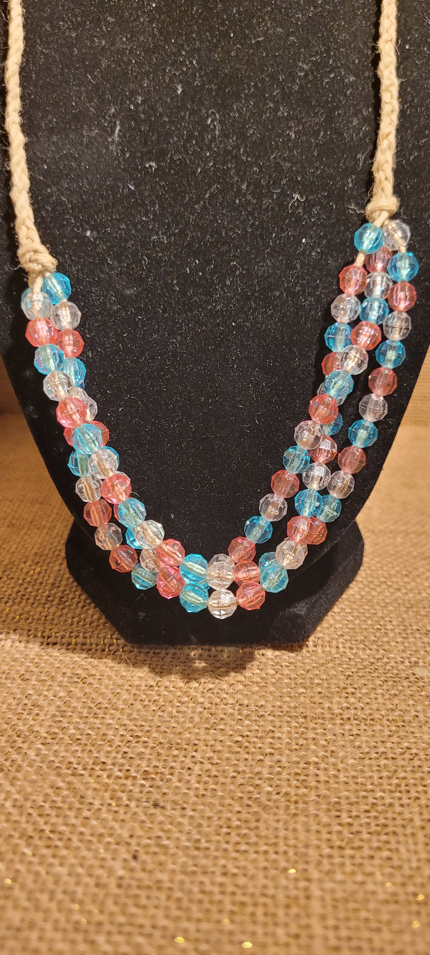 Artisanal Multi-Strand Hemp Necklace with Radiant Pastel Accents