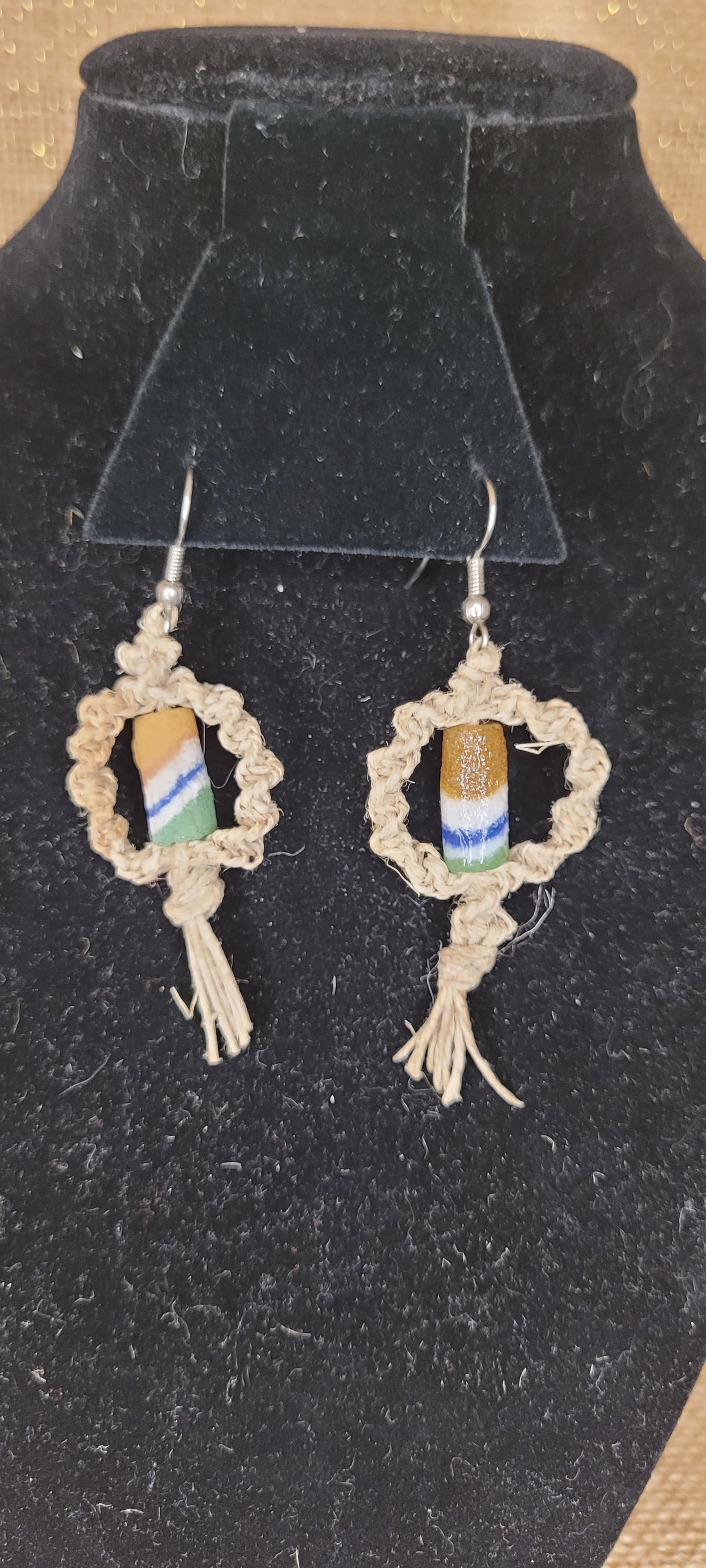 Handwoven Hemp Hoop Earrings