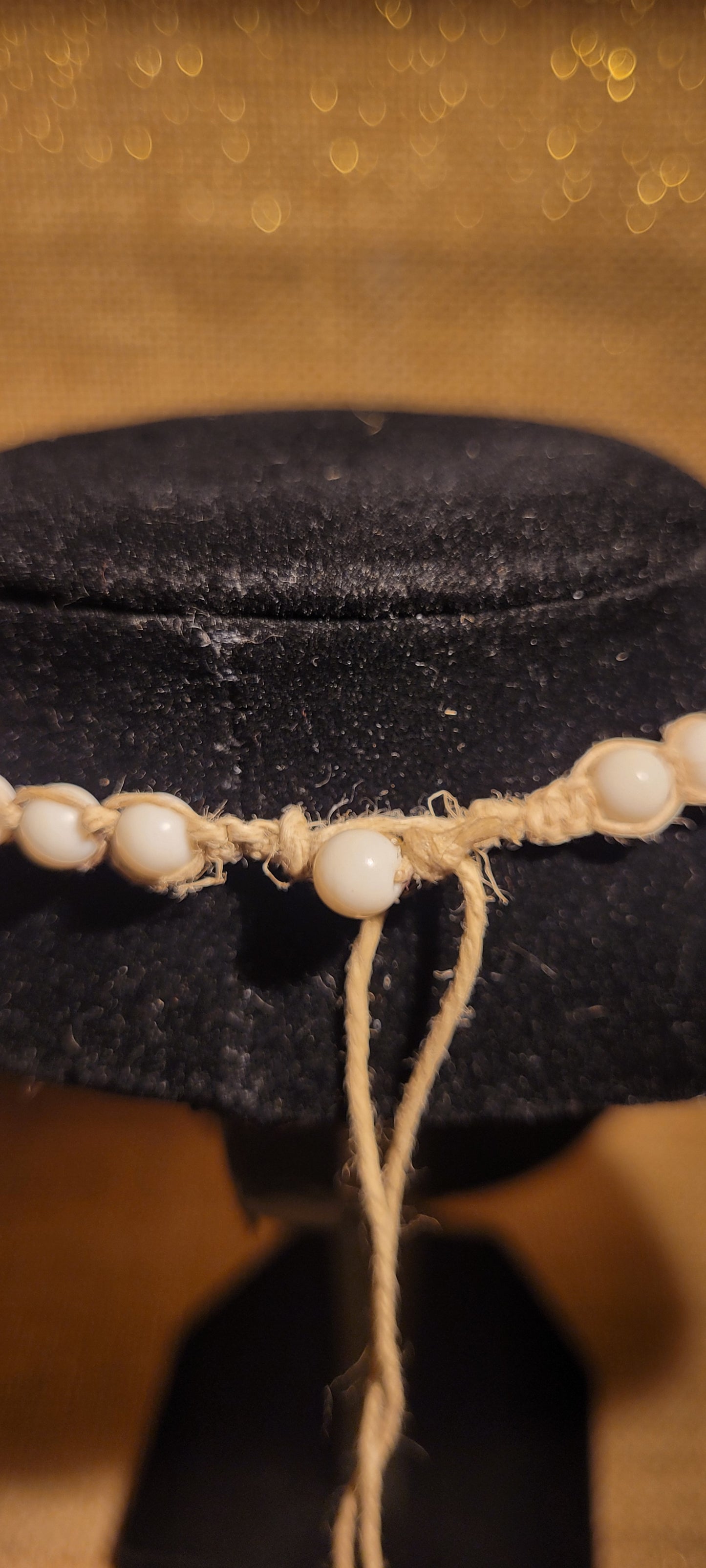 Artisanal White Clay & Hand-Woven Hemp Necklace