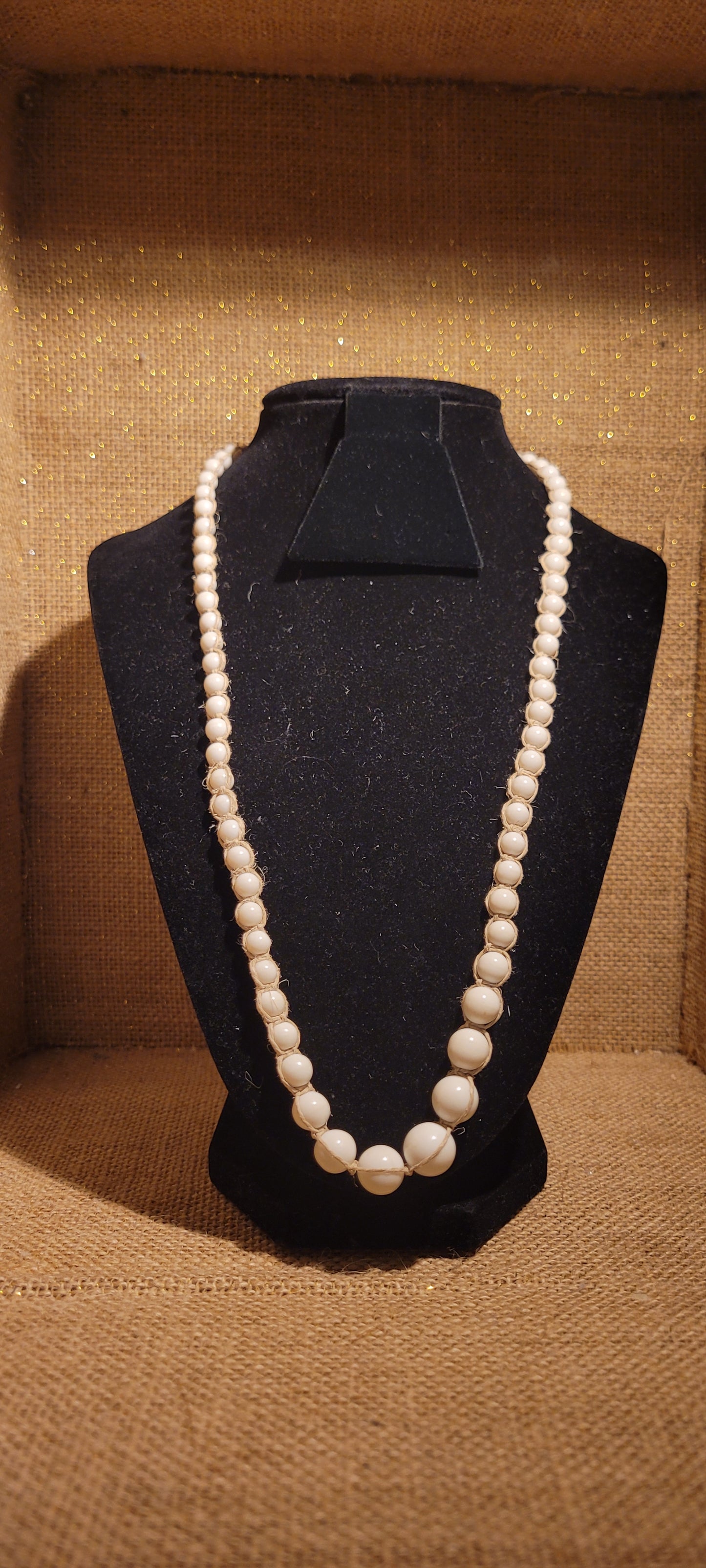 Artisanal White Clay & Hand-Woven Hemp Necklace