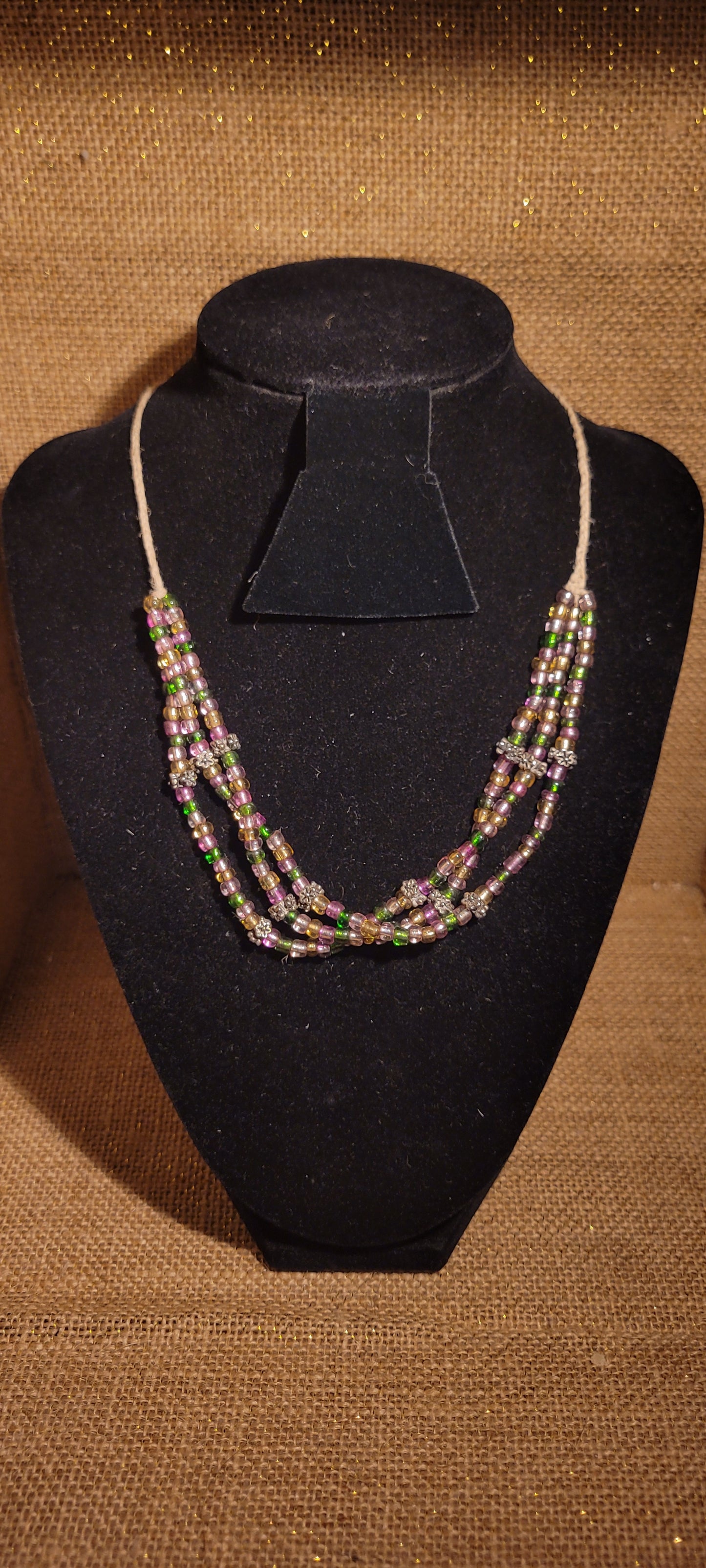 Artisanal Multi-Strand Hemp Necklace with Botanical Accents