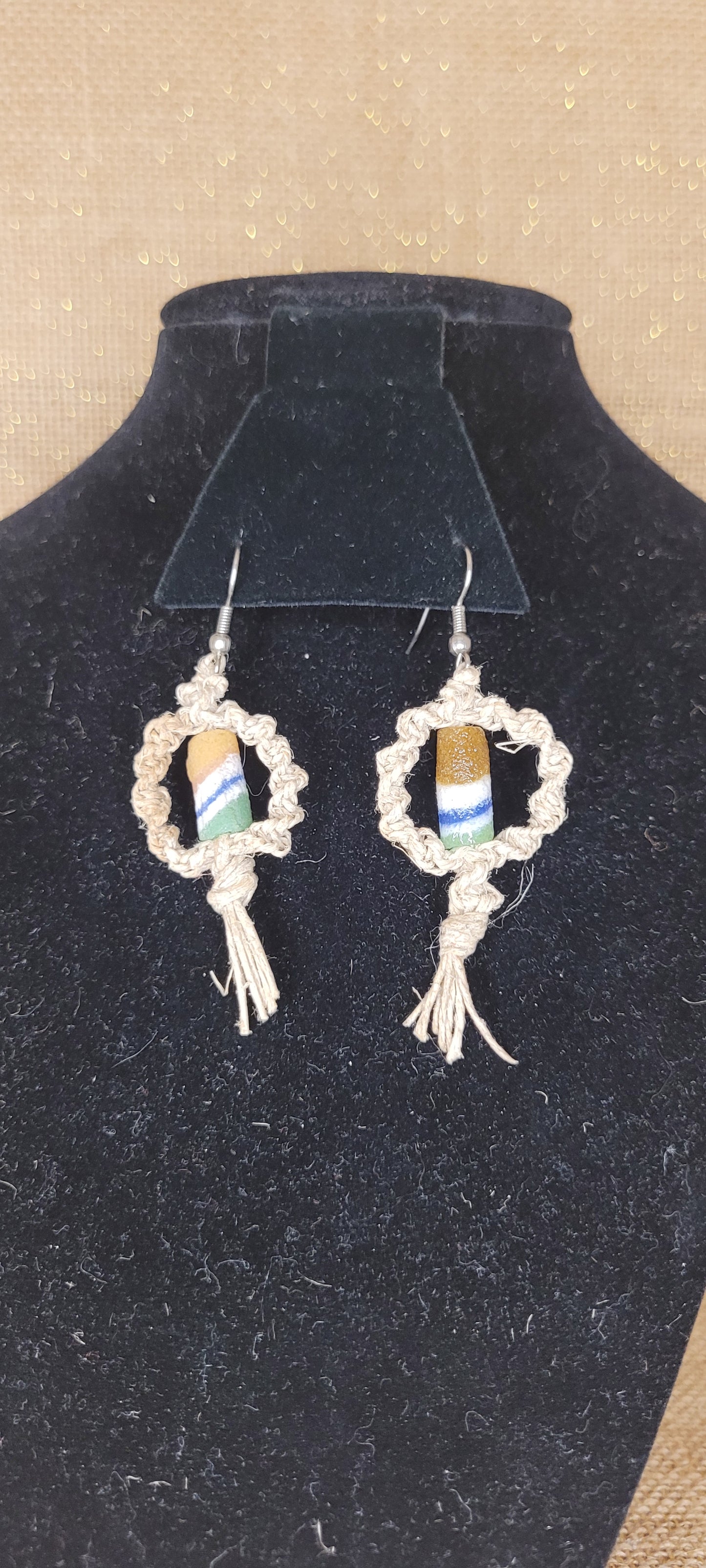 Handwoven Hemp Hoop Earrings